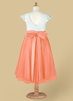 Azazie Vetty Robe Demoiselle D'honneur Fillette Robe Trapèze en Tulle Dentelle Ivoire Coucher De Soleil image13