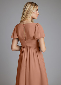 Azazie Verna Maternity Bridesmaid Dresses A-Line V-Neck Ruched Chiffon Floor-Length Dress image6