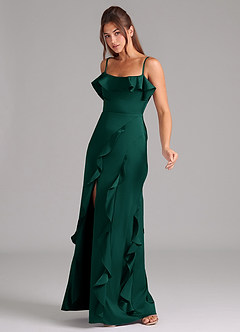 Azazie Malia Brautjungfernkleider A-Linie Seitliche Cut-Outs Stretch-Satin Kleid Smaragd image4