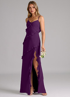 Azazie Nancie Bridesmaid Dresses Grape Mermaid Ruched Chiffon Dress image3