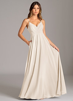 Azazie Amani Bridesmaid Dresses White Alabaster A-Line Pleated Chiffon Dress image13