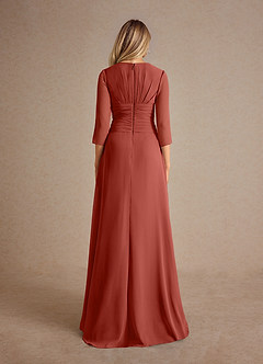 Azazie Mayfield Kleider für die Brautmutter A-Linie Plissee Chiffon Kleid Terrakotta image3