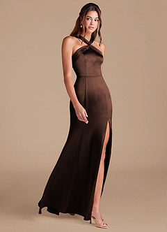 Azazie Rue Bridesmaid Dresses Ganache Mermaid Pleated Metallic Satin Dress image4