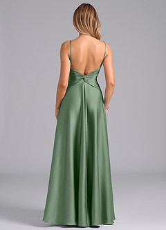 Azazie Elita Bridesmaid Dresses Matcha A-Line Pleated Stretch Satin Dress image5