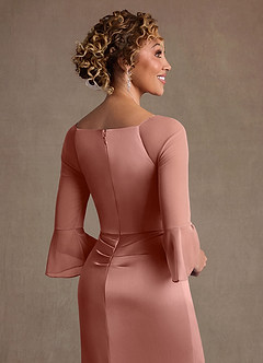 Azazie Nampa vestidos de madre de la novia Vestido de Rosetón de Malla de Corte Recto con Plisado image6
