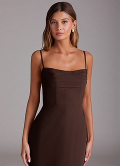 Azazie Saige Vestidos de damas de honor Vestido de Ganache de Gasa de Corte en A Convertible con Vestidos sin tirantes image2