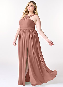 Azazie Elvira Bridesmaid Dresses Cedar Rose A-Line Pleated Chiffon Dress image9