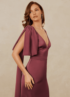 Christian Siriano Bridal for Azazie 1011 Bridesmaid Dresses Merlot Mermaid Bow Stretch Satin Dress image8
