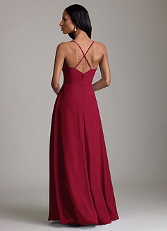 Azazie Naeem Bridesmaid Dresses Burgundy A-Line V-Neck Ruffle Chiffon Dress image2