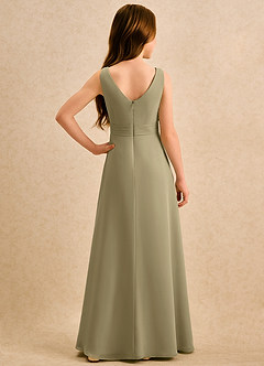 Azazie Chibi Girls Formal Flower Girl Dresses Moss Green A-Line Pleated Chiffon Dress image2