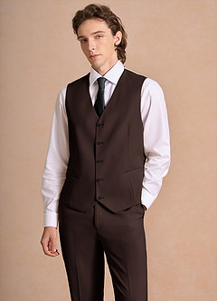 front James Ganache Structured Stretch Suit Vest