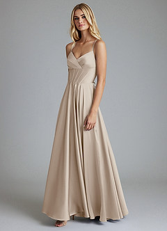 Azazie Alaia Suknie dla druhen Linia A Gorset Satyna elastyczna Do ziemi Sukienka image4