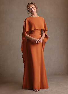 Azazie Marilla Mère de la mariée Robes Robe Trapèze en Mousseline de soie Plissée Cannelle image6