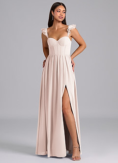 Azazie Denisse Bridesmaid Dresses Rose Petal A-Line Ruched Chiffon Dress image1