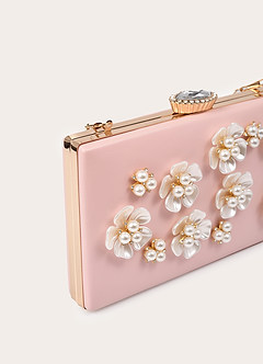 front Pearl Floral Flat Clutch