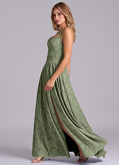 Azazie Francis Bridesmaid Dresses Pistachio A-Line Corset Floral Burnout Dress image5