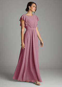 Azazie Daphne Modest Bridesmaid Dresses A-Line Ruffled Chiffon Floor-Length Dress image4