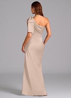 Azazie Yuanna Bridesmaid Dresses English Rose Mermaid One Shoulder Stretch Satin Dress image2