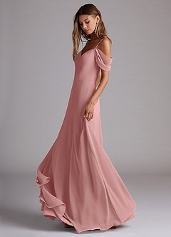 Azazie Marley Bridesmaid Dresses Dusty Rose A-Line Off the Shoulder Chiffon Convertible Dress image3