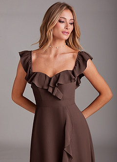 Azazie Lyra Bridesmaid Dresses Ganache A-Line Chiffon Convertible Dress image10