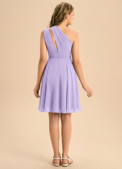 Azazie Charlize Junior A-Line Plisseret Chiffon Mini Junior brudepige Kjole image2