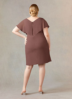 Azazie Julia Mother of the Bride Dresses Espresso Sheath V-Neck Pleated Chiffon Dress image10