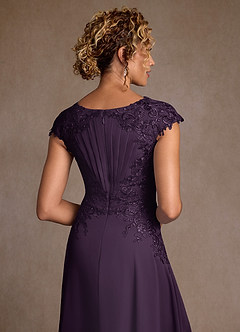 Azazie Christi Abiti per la Madre della Sposa Abito A-Line in Chiffon Pizzo Prugna image6