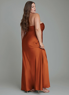 Azazie Saylor Bridesmaid Dresses Cinnamon Mermaid Strapless Stretch Satin Dress image12