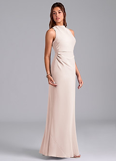 Azazie Evadne Bridesmaid Dresses Rose Petal A-Line Pleated Chiffon Dress image4