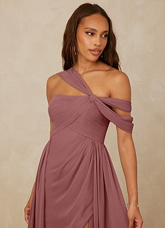 Christian Siriano Bridal for Azazie 1014 Bridesmaid Dresses Desert Rose A-Line Off the Shoulder Chiffon Dress image7