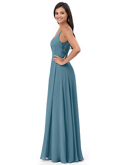 Azazie Lennon Bridesmaid Dresses Bermuda A-Line Lace Chiffon Dress image3
