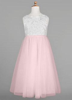 Azazie Udara Flower Girl Dresses Ball-Gown Lace Tulle Tea-Length Dress image5