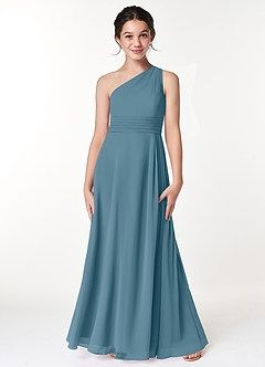 Azazie Cleo Junior Bermuda A-Line Pleated Chiffon Dress image3