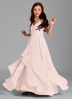Azazie Karan Junior Vestido de Pétalo De Rosa de Gasa de Corte en A image5