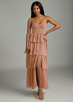 Azazie Kaiden Abiti da Damigella Abito A-Line in Chiffon Scollo a Cuore Champagne Rosa image1