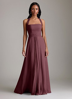 Azazie Clarisa Bridesmaid Dresses Sangria A-Line Pleated Chiffon Dress image5