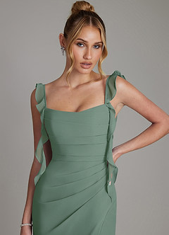 Azazie Jessamine Bridesmaid Dresses Eucalyptus Mermaid Corset Chiffon Dress image3