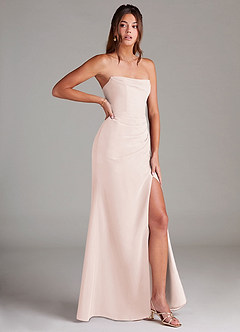 Azazie Leonis Bridesmaid Dresses Rose Petal Sheath Strapless Chiffon Convertible Dress image8