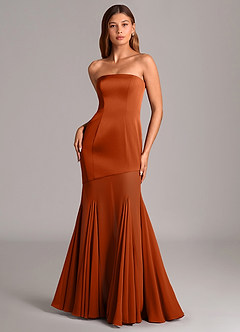 Azazie Uma Bridesmaid Dresses Burnt Orange Mermaid Strapless Chiffon Convertible Dress image1