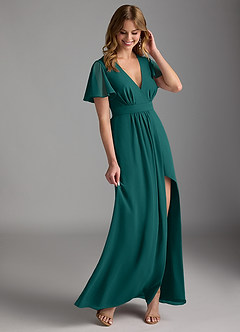 Azazie Zaniah Bridesmaid Dresses Peacock A-Line Chiffon Dress image6
