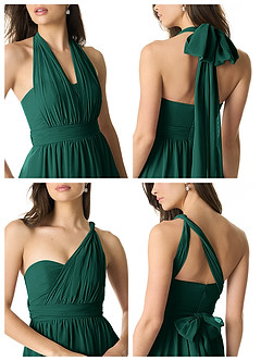 Azazie Olani Brautjungfernkleider Wandelbar A-Linie Schulterfrei Chiffon Kleid Smaragd image2