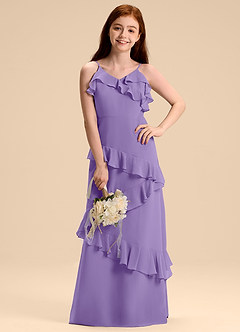 Azazie Evara Junior Tahiti A-Line Chiffon Dress image4
