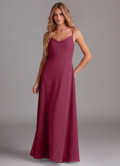 Azazie Daenerys Bridesmaid Dresses Mulberry A-Line Cowl Chiffon Dress image1