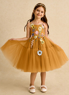 Azazie Osea Sukienki dla dziewczynek sypiących kwiaty Suknia balowa Pofałdowany Tiul Długość do kolan Sukienka image8