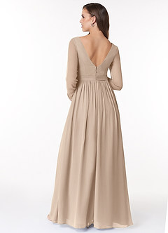 Azazie Teton Vestidos de dama de honra para maternidade Vestido Linha A Manga comprida Comprimento do chão Chiffon image2