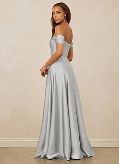 Christian Siriano Bridal for Azazie 1002 Brautjungfernkleider Wandelbar A-Linie Schulterfrei Stretch-Satin Kleid Silber image3