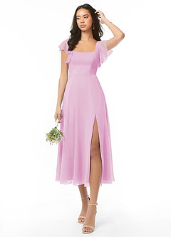 Azazie Bondi Bridesmaid Dresses Candy Pink A-Line Ruched Chiffon Dress image1