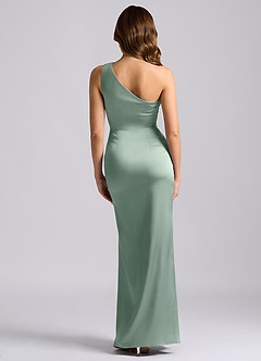 Azazie Akilah Bridesmaid Dresses Agave Mermaid One Shoulder Stretch Satin Dress image2