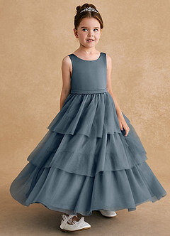 Azazie Megallie Flower Girl Dresses Twilight A-Line Bow Tulle Dress image3