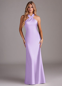 Azazie Doretta Bridesmaid Dresses Lilac Mermaid Pleated Stretch Satin Dress image1